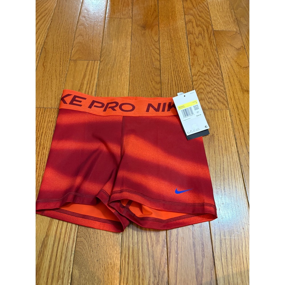 New Nike Pro Dri‎ Fit Women's Red Orange Running Training Shorts Size S